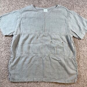 Marc Ware Linen Tunic Top peasant Made in USA Womens Medium boho pullover blouse